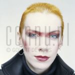 30-03-1983 Eurythmics Annie Lennox and Dave Stewart alias the Eurythmics at studio in Amsterdam, April 30, 1983.

[keywords]Posed, Headshot, Make-up[/keywords]